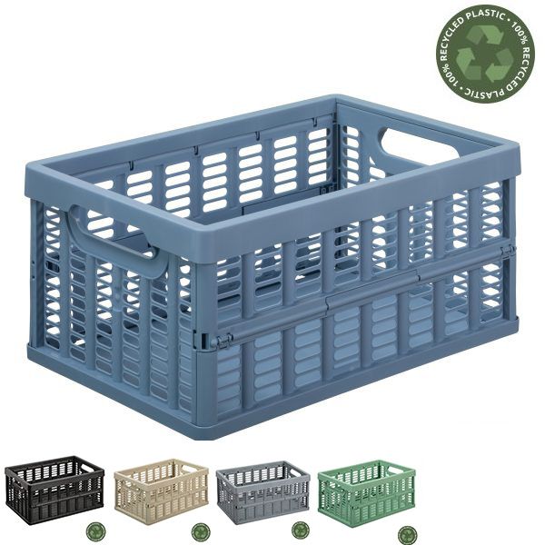 Casier Pliant Keeeper - 45 L - Portée 50 Kg - Poignées Soft-Touch - Sans BPA - Bleu Nordic