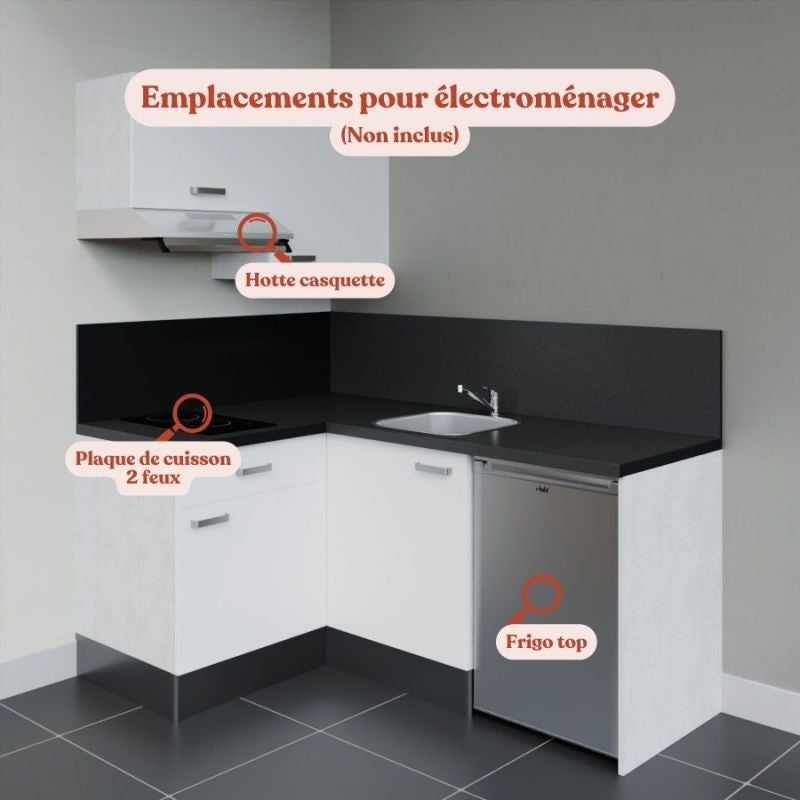 Kitchenette d'angle KA02L-PT avec plan de travail et évier - 5