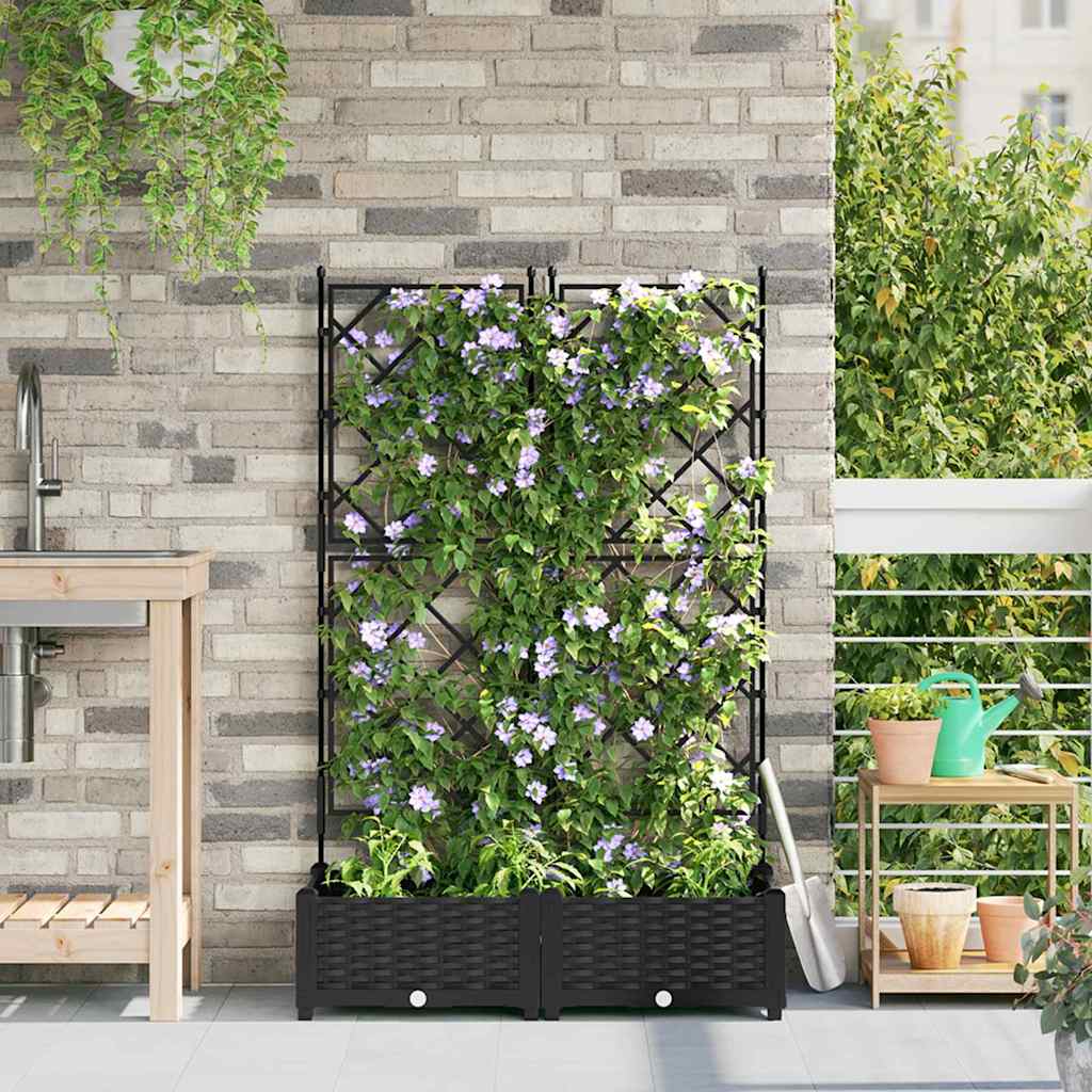 Doniczka ogrodowa 2 pcs Czarny 80 x 40 x 125,5 cm vidaXL