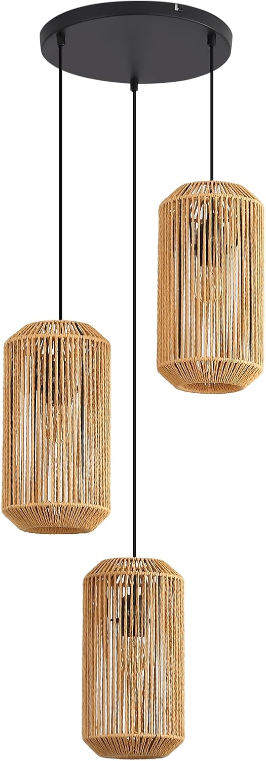 ZMH Lampa wisząca E27 do jadalni w kolorze czarnym, 3-punktowa, do salonu (żarówka nie jest dołączona) - 9