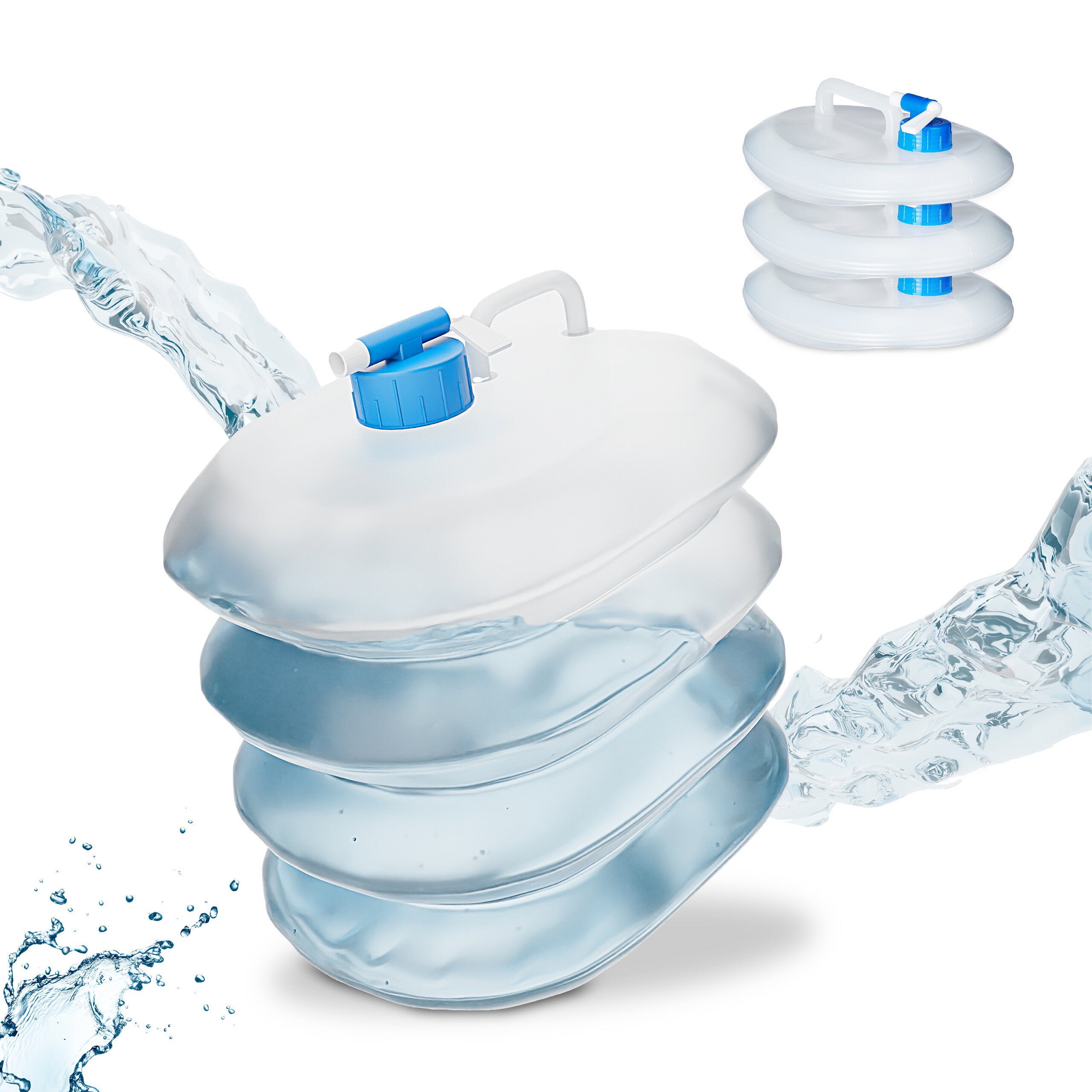 2 Pièces Bidon à Eau 10L Pliable - Sac à Eau Sans BPA Avec Robinet Et Poignée Pour Camping Et Randonnée