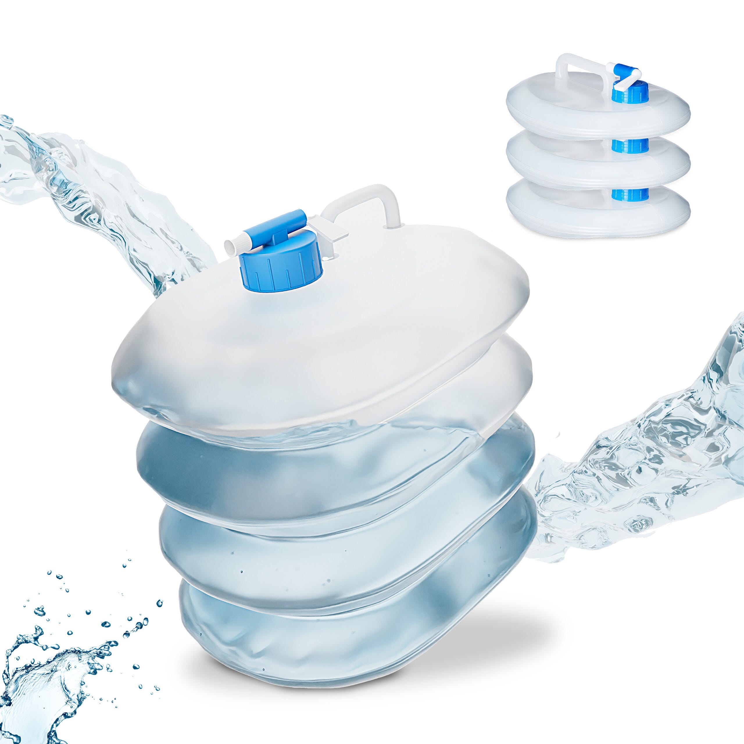 2 Pièces Bidon à Eau 10L Pliable - Sac à Eau Sans BPA Avec Robinet Et Poignée Pour Camping Et Randonnée