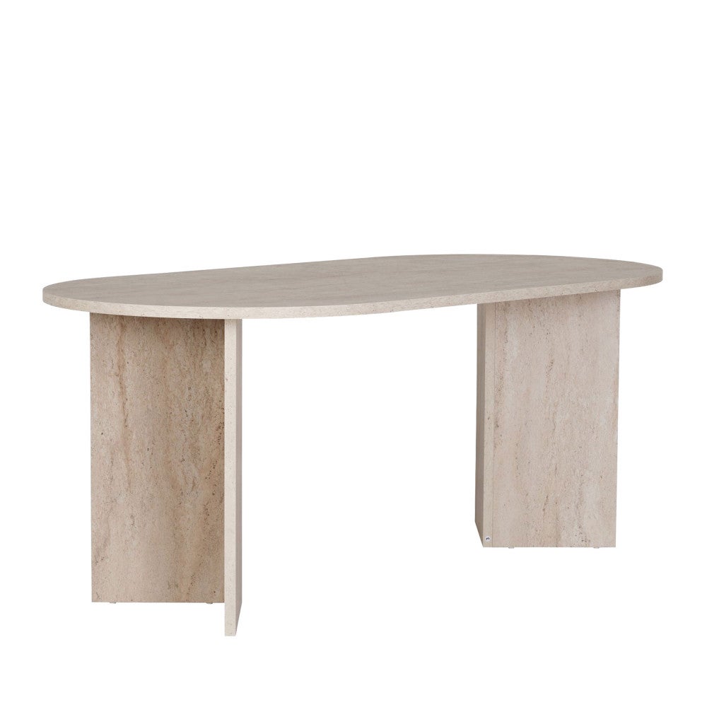 Sam - Table à manger 8 personnes effet travertin - Beige - 2