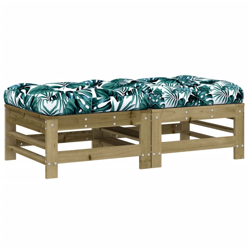 2 piezas taburetes de jardín | otomana de jardín | reposapiés de jardín con cojines madera de pino impregnada cfw87308