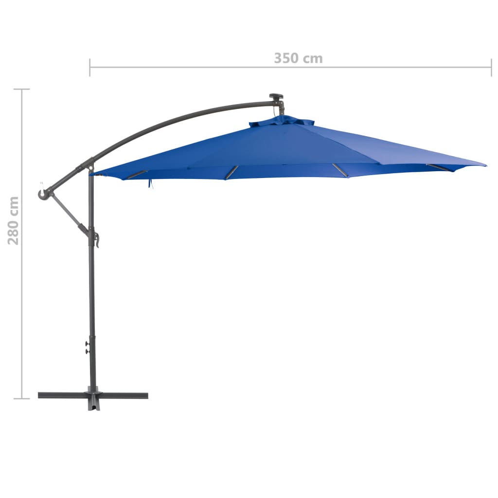 Parasol déporté avec mât en aluminium 350cm Bleu - 8