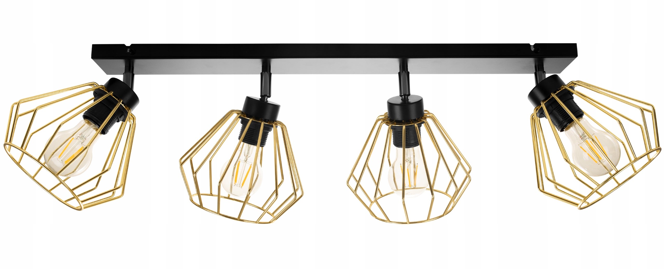 Lampa sufitowa wisząca Santos classy 4xE27 abażur druciak złoty Light Home LH