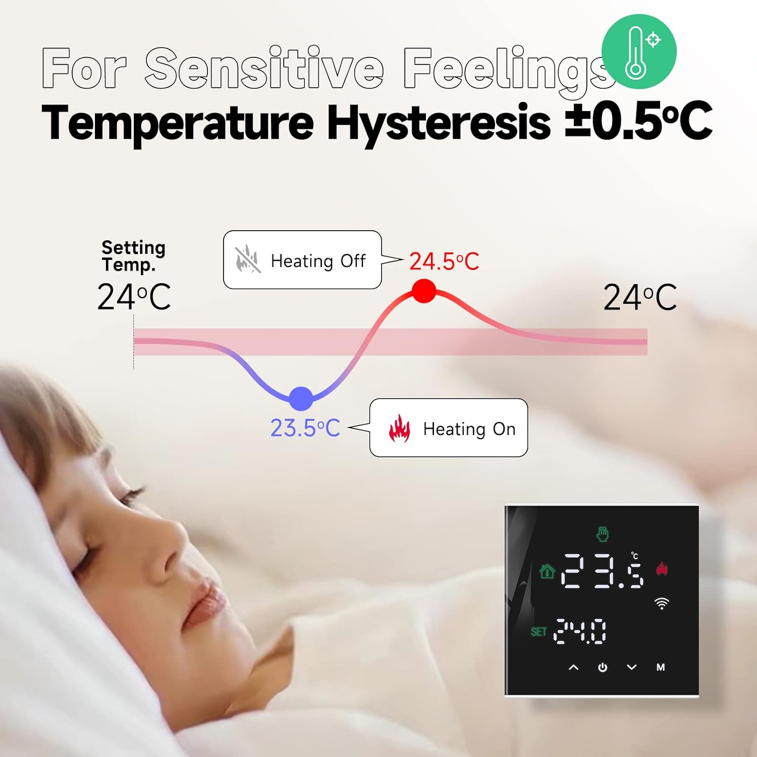Thermostat WiFi Intelligent, Thermostat de Chaudière Programmable pour Chauffage de Chaudière Eau/Gaz, Montage Mural avec Affichage LCD Numérique - 6