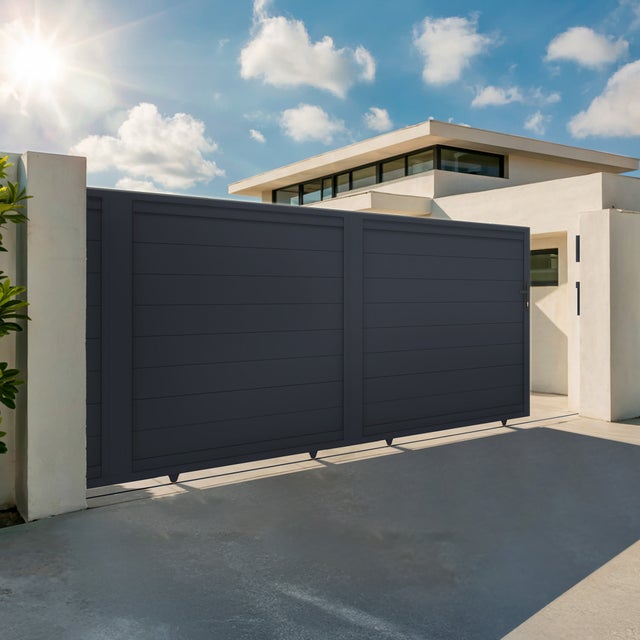 Portail coulissant 5m EIGER H.140cm aluminium gris
