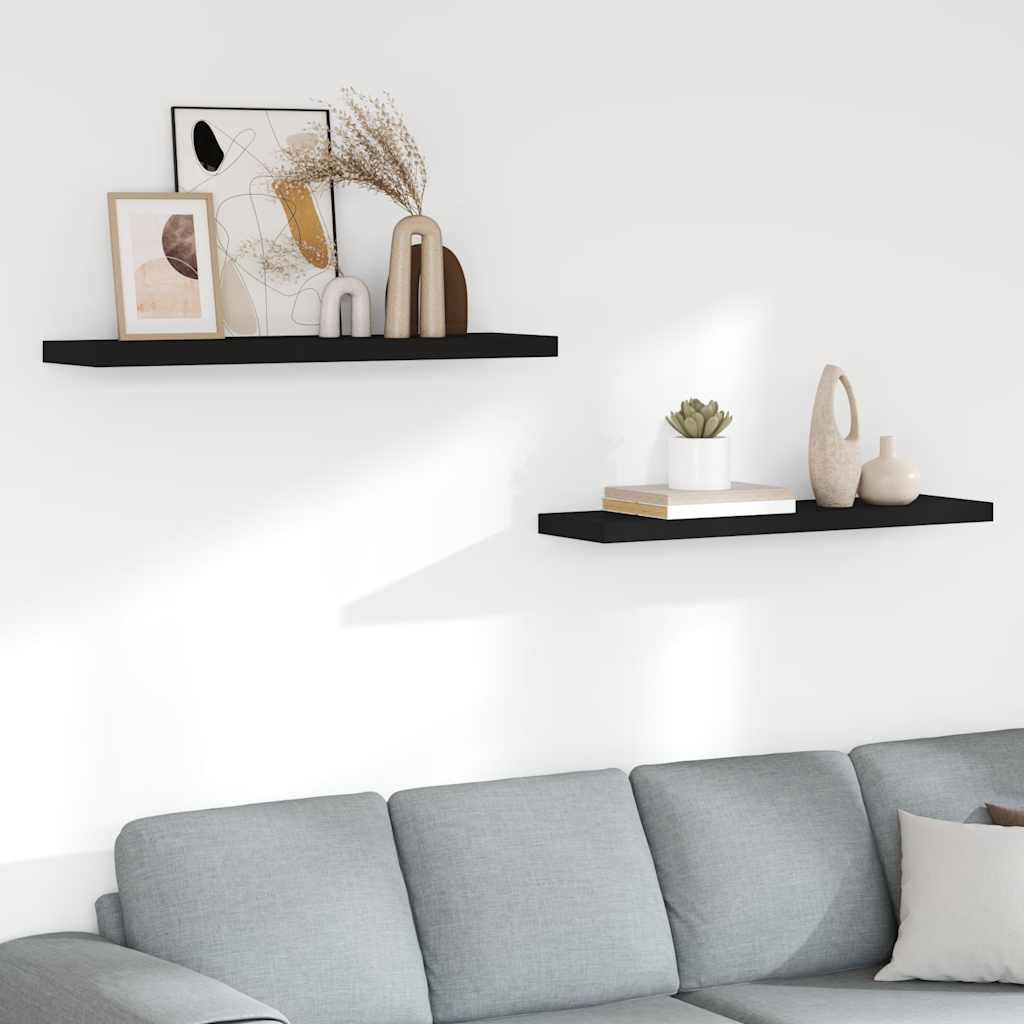 Półki ścienne, 2 szt., czarne, 90x23,5x3,8 cm, MDF vidaXL