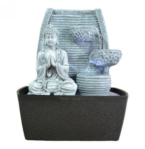 Fontaine De Table Zen Feng Shui - Céramique - Alimentation USB - Décoration Intérieure Relaxation (Couleur : Rhyme Of Stone)