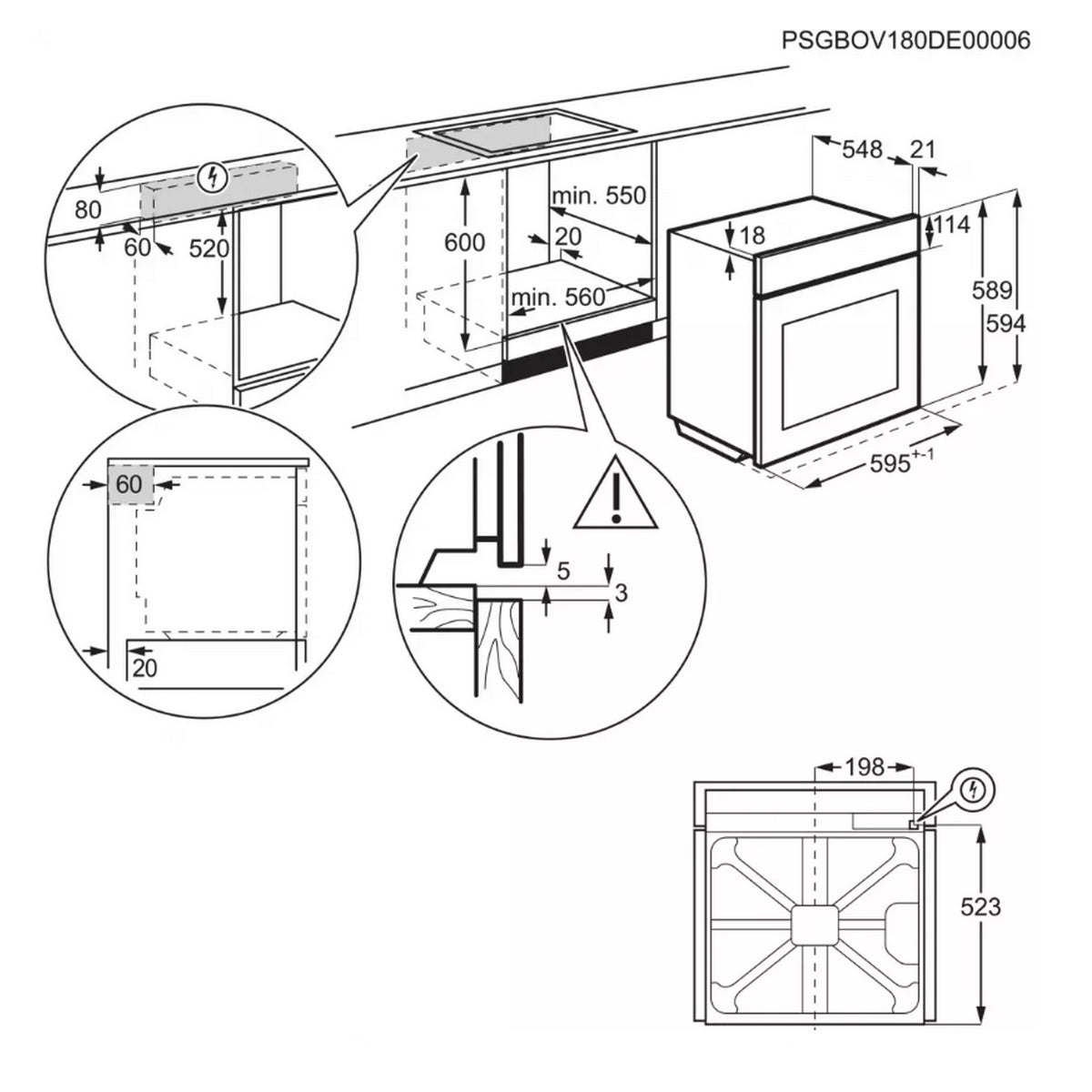 Four intégrable 72l 60cm pyrolyse noir - Electrolux EOE7P12Z - 4