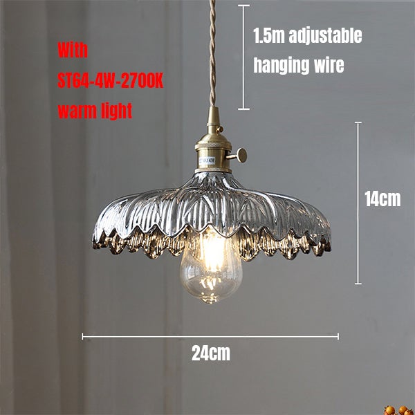 Nowoczesna lampa wisząca LED ST64 4W 2700K - szklany abażur w kształcie kwiatu, 24 x 14 cm - ciepłe światło - regulowany, 1,5 m - do restauracji(E27) - 2