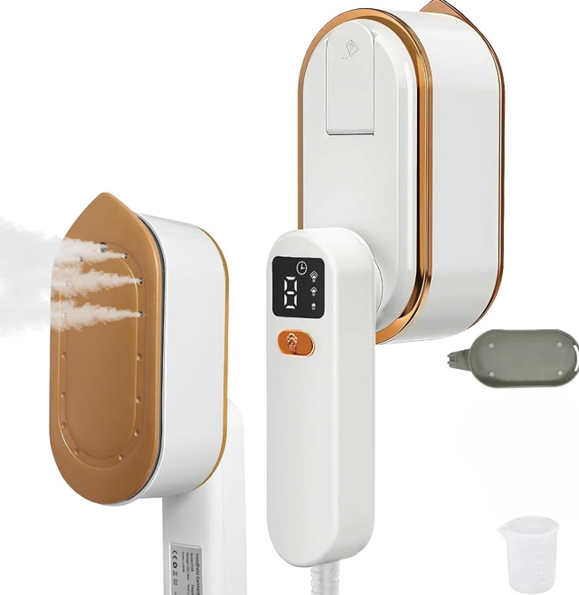 Żelazko parowe 1200 W, przenośne żelazko 2 w 1, idealne w podróży, ze zbiornikiem na wodę o pojemności 150 ml, 3 ustawieniami pary i szybkim nagrzewan