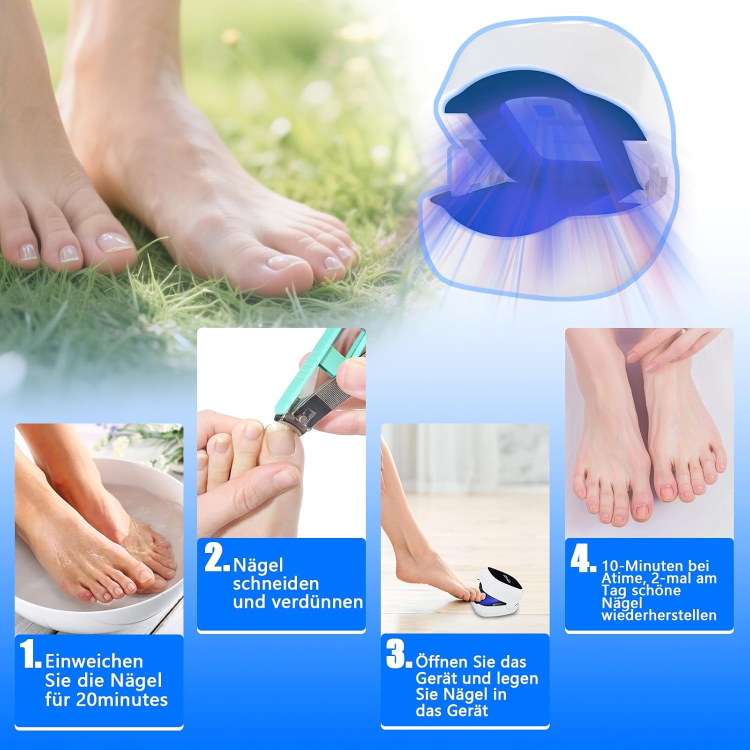 Mycose des ongles laser Action rapide Haute efficacité - Thérapie laser à froid Traitement de plusieurs orteils et pieds confortables（6 lampe) - 5
