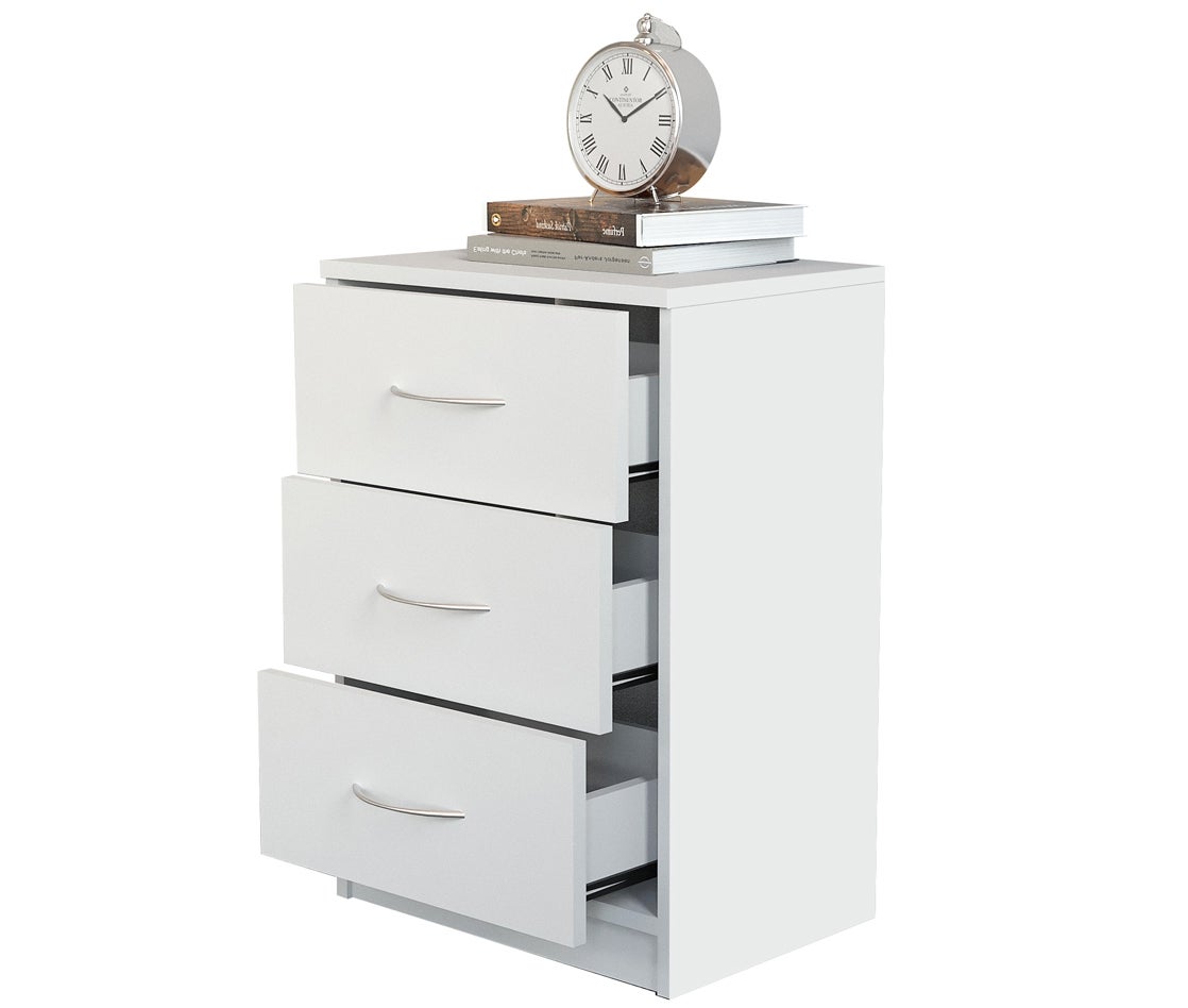 Mesita de noche habitación 3 cajones Blanco melamína 57x39x28 cm Dormidán - 2