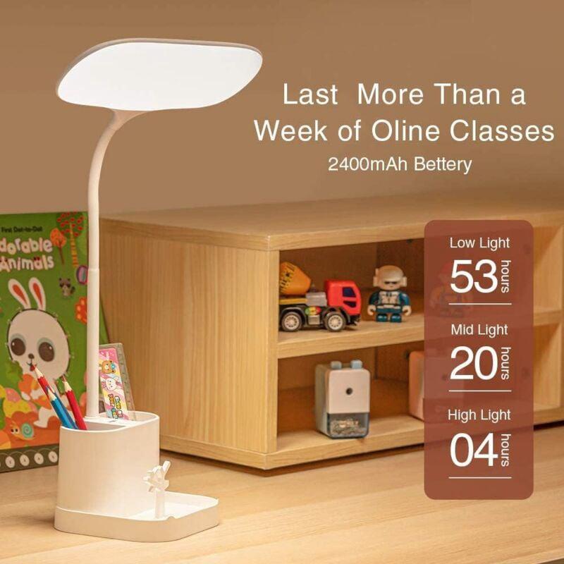 Lampe de Bureau LED, Lampe de Bureau Dimmable 3 Modes de Couleur, Lampe de Lecture Tactile Sans Fil pour Chambre Livre avec Port de Charge USB/Porte S - 3