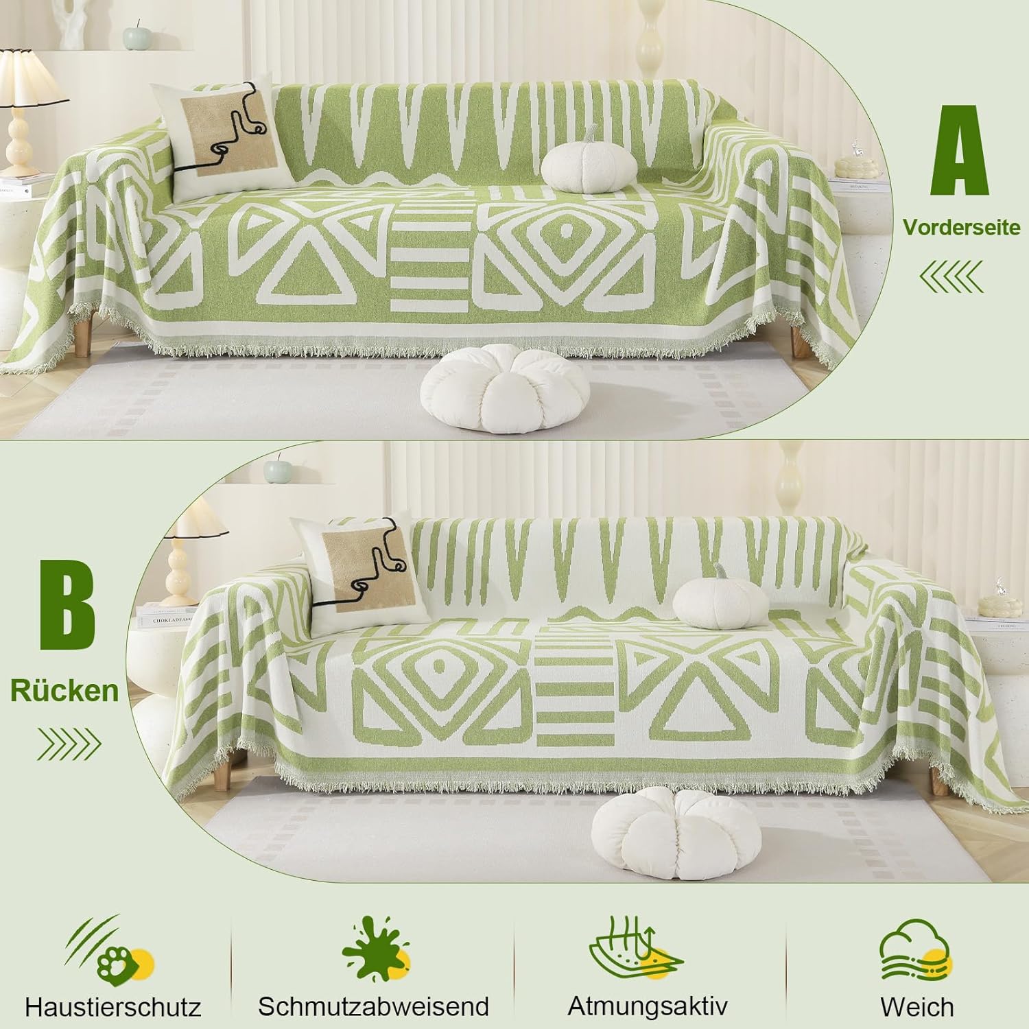 HomeLife - Copridivano a due posti a Fiori con Laccetti in Cotone, 100% Made in Italy - Salvadivano 2 posti con Lacci - Fodera in Cotone per copertura e protezione da polvere