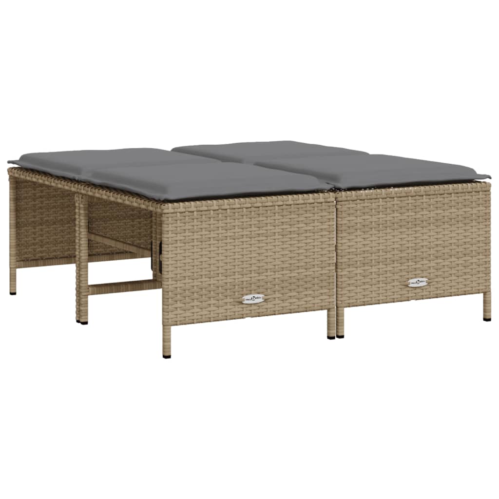 Salon de jardin 5 pcs - Mobilier de jardin avec coussins beige résine tressée MLV6649 - 4