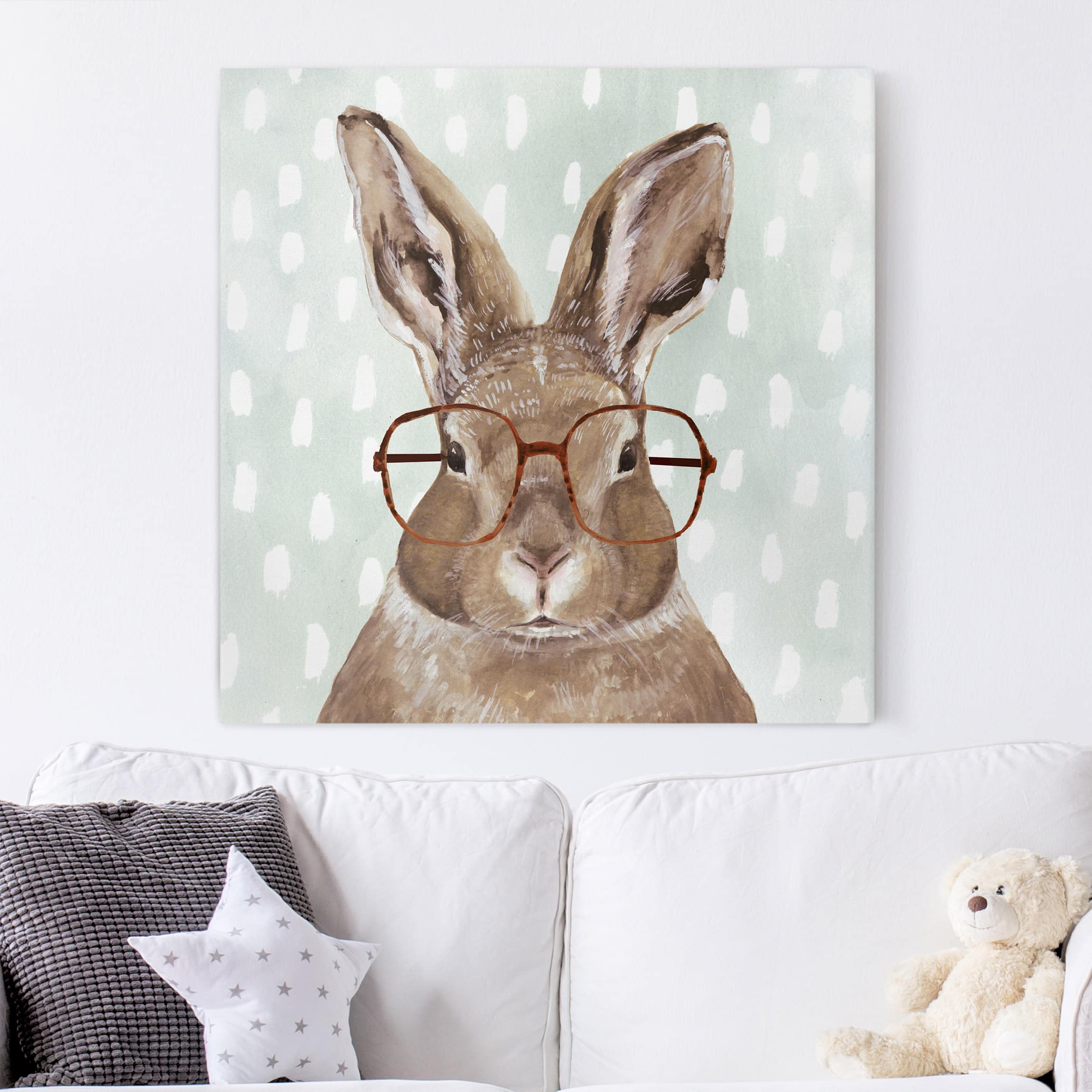 Impression sur toile tableau sur toile châssis marron enfants illustration animaux 267 chambre enfant chambre fillette chambre bébé 70x70 cm - 2