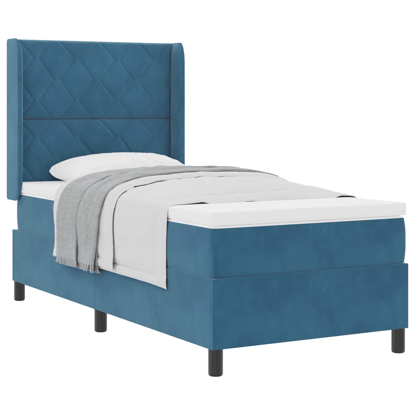 Cama tipo Box Spring con cabecera Azul 100 x 200 cm Terciopelo | Leroy ...