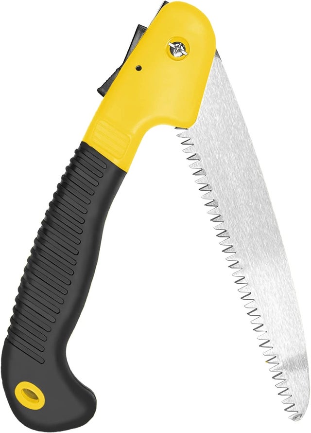 39 cm Jaune Scie d'élagage, scie à main, scie pliante d'extérieur - Longueur de la lame de scie : 18 cm - Pour réparation de jardins de terrasse
