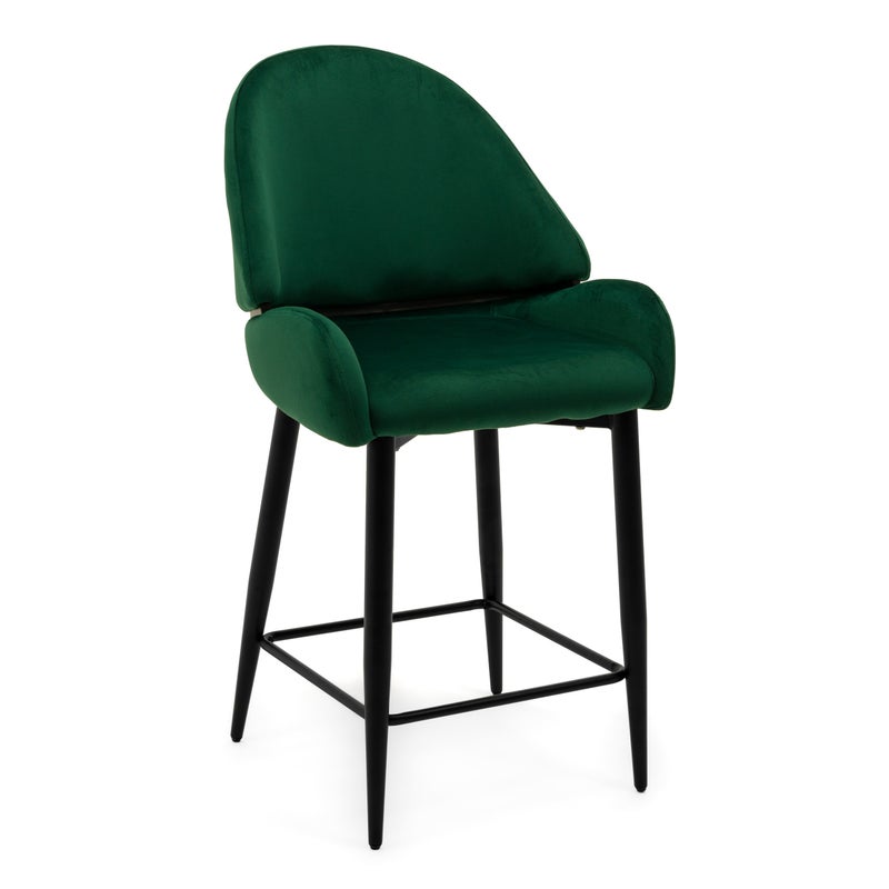 Hoker tapicerowany welurowy do salonu jadalni barowy BERGAMO zielony