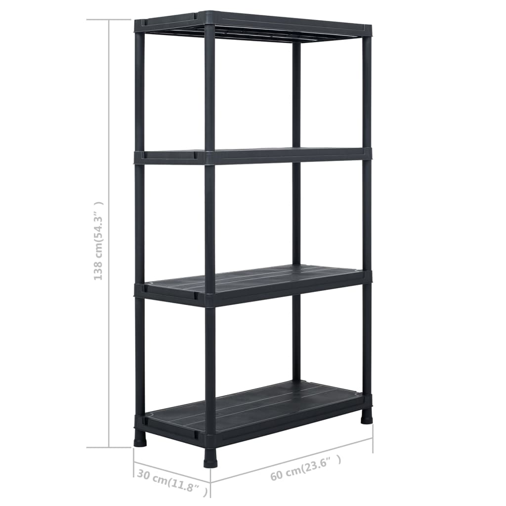 Étagère de rangement 4 niveaux 100 kg Plastique 60x30x138 cm Salon Cuisine Terrasse Sécurisée Noir –ComfortXL - 8