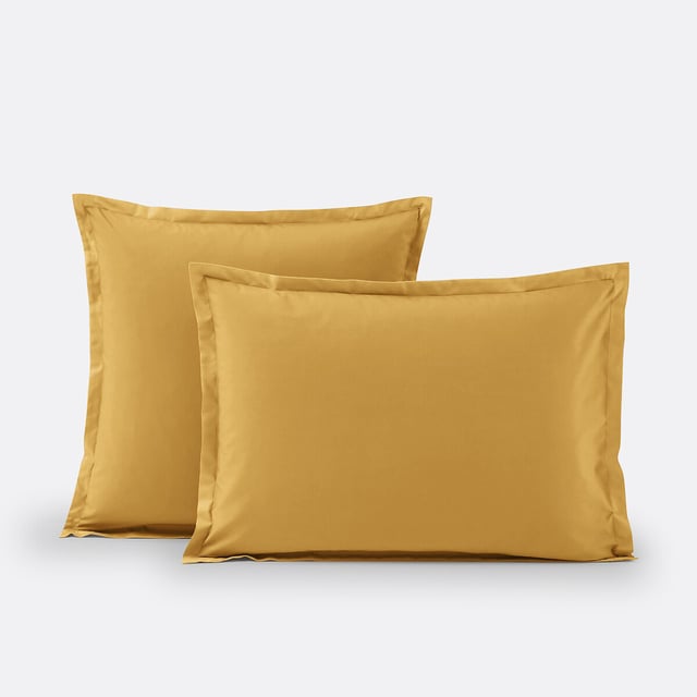 Taie d'oreiller en percale de coton Scenario - Ocre - 63 x 63 cm