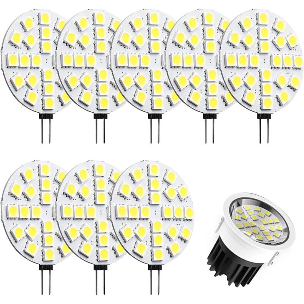 Ampoules LED G4, 8 pièces 24 LED blanc chaud rondes G4 à culot à deux ...