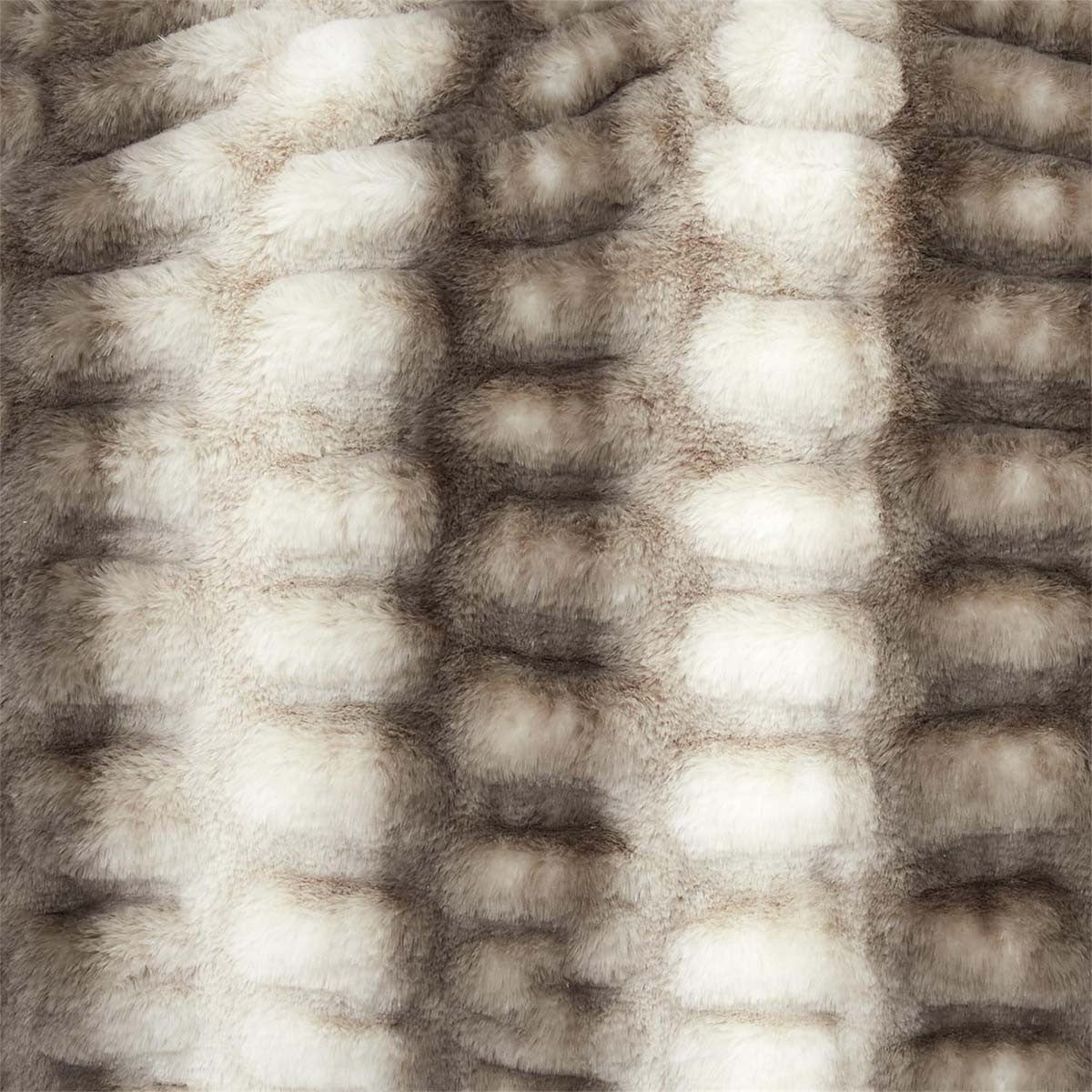 Plaid Ultra Doux 140x200cm Imitation Fourrure Texturée Marron et Crème - ICONIC - 5