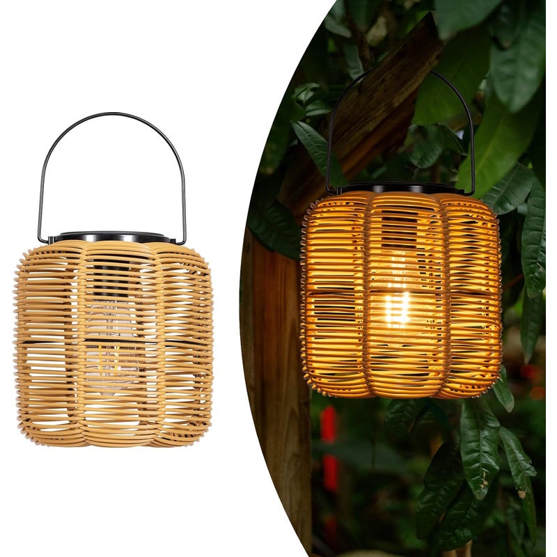 Zewnętrzne wiszące lampy solarne, zestaw 2 wodoodpornych solarnych lamp ogrodowych z wbudowanym czujnikiem zmierzchu (żarówka w zestawie)