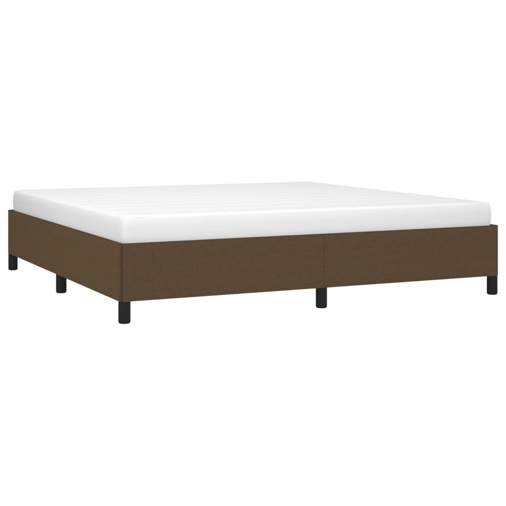 Cadre de lit sans matelas marron foncé 200x200 cm tissu - 3
