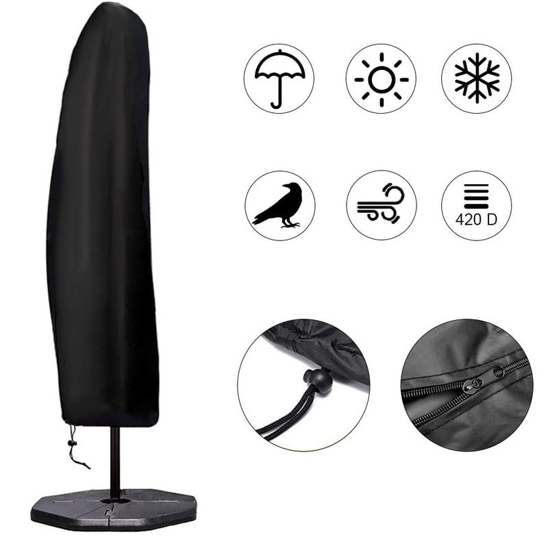 Pokrowiec na parasol Cantilever, wodoodporny, wiatroszczelny, odporny na promieniowanie UV, wytrzymały pokrowiec na parasol z tkaniny Oxford 420D, 280