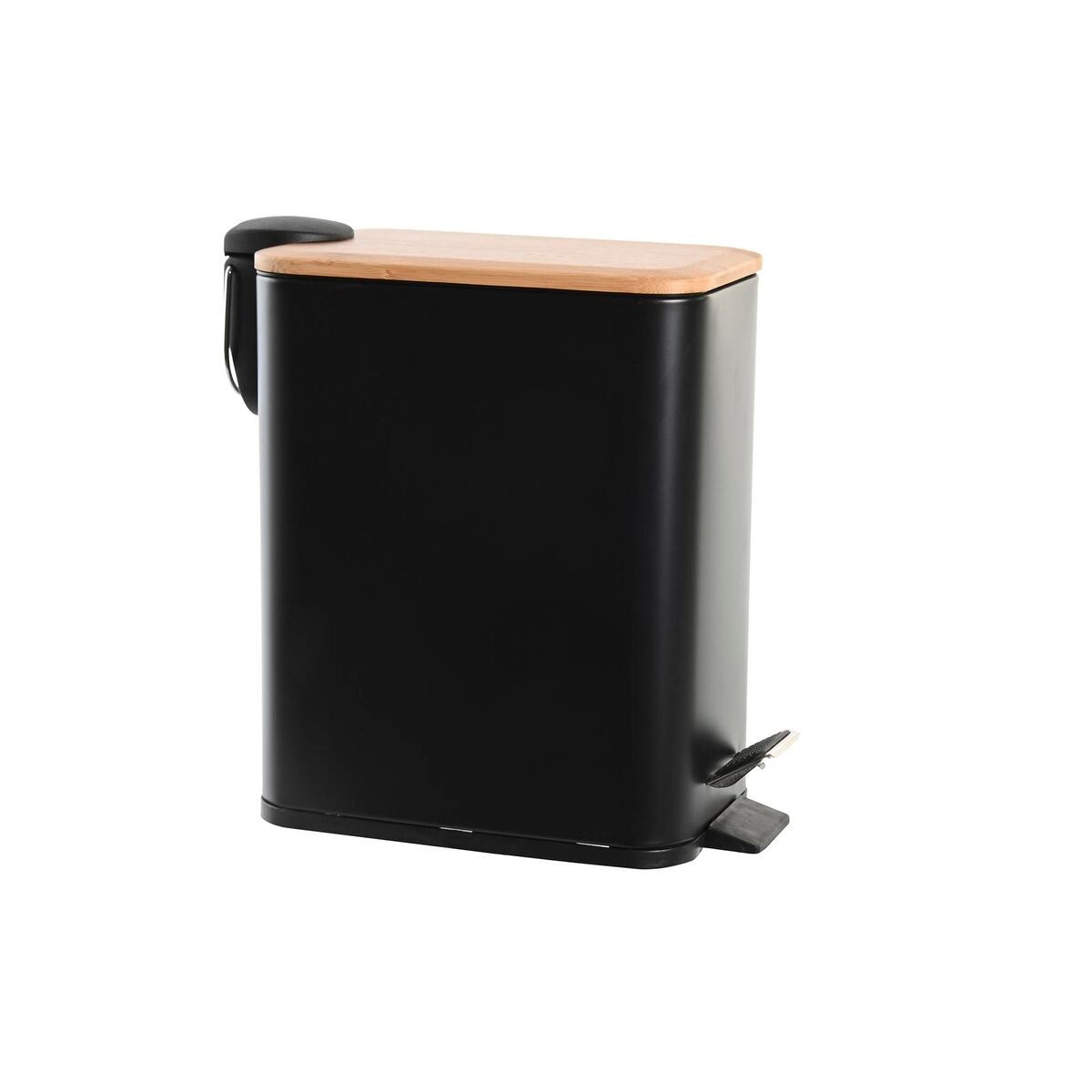 Papelera dkd home decor natural negro metal bambú (5l) (28 x 14 x 28 cm)