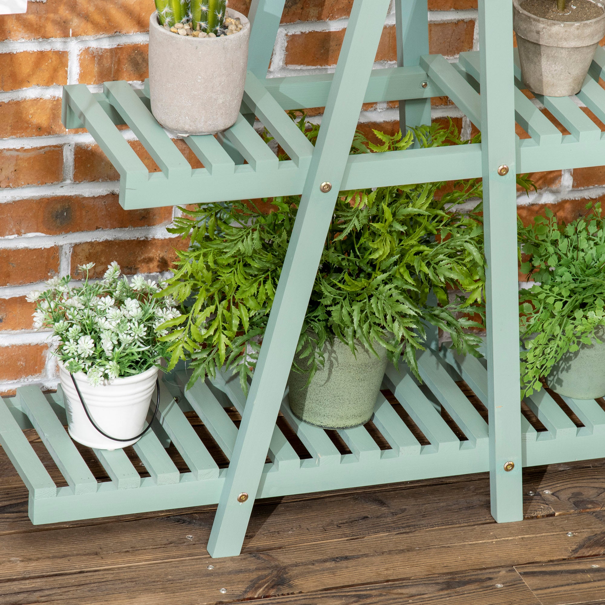 Outsunny - Étagère à plantes - Bois de sapin - 76x26x76cm - Vert - 8