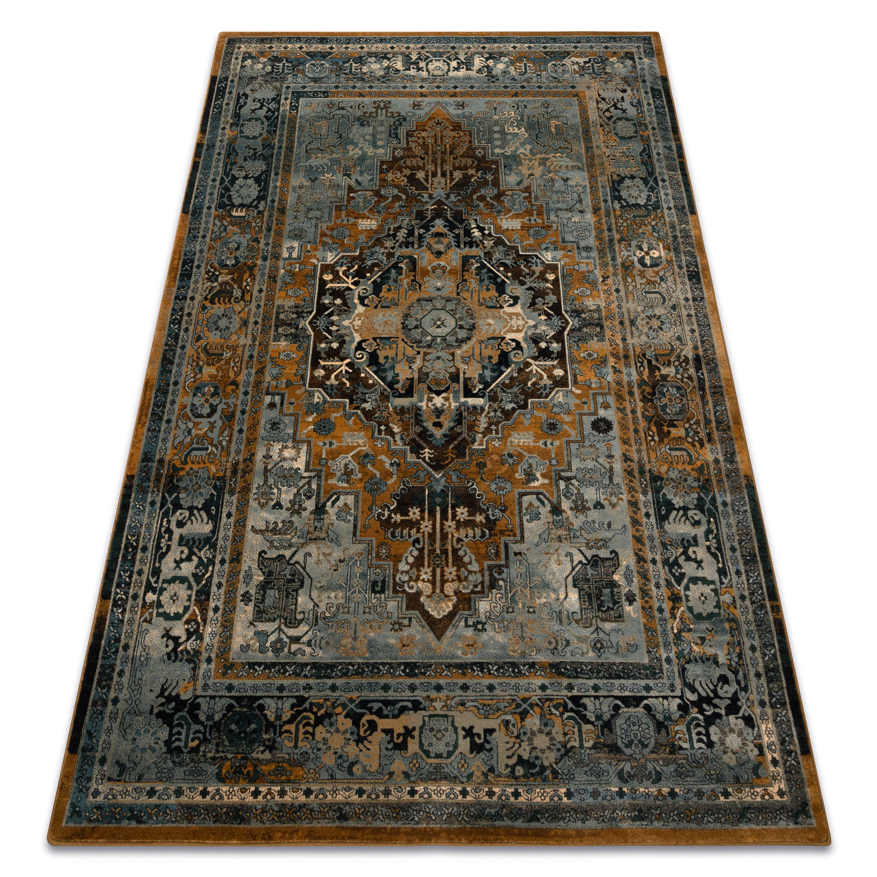 Dywan wełniany POLONIA ALHAMBRA Ornament, ramka koniak 200x300 cm