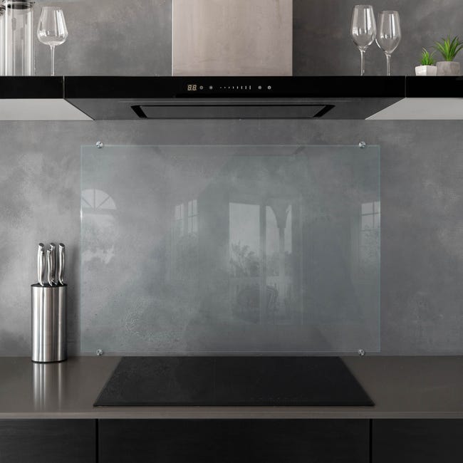 Crédence De Cuisine En Verre Trempé - Lot De 2 Panneaux 80x40 Cm - Transparent - Facile à Nettoyer - Protection Contre Les éclaboussures