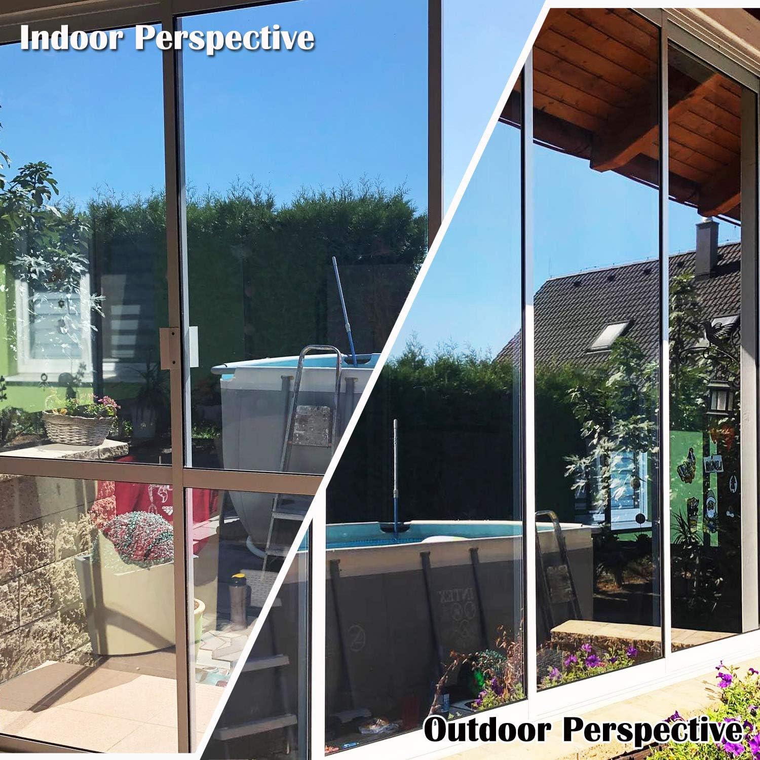 Film fenetre Anti Regard Film Miroir Fenêtre sans Tain Anti Chaleur Anti UV Protection de la Vie Privée 40×200CM - 7