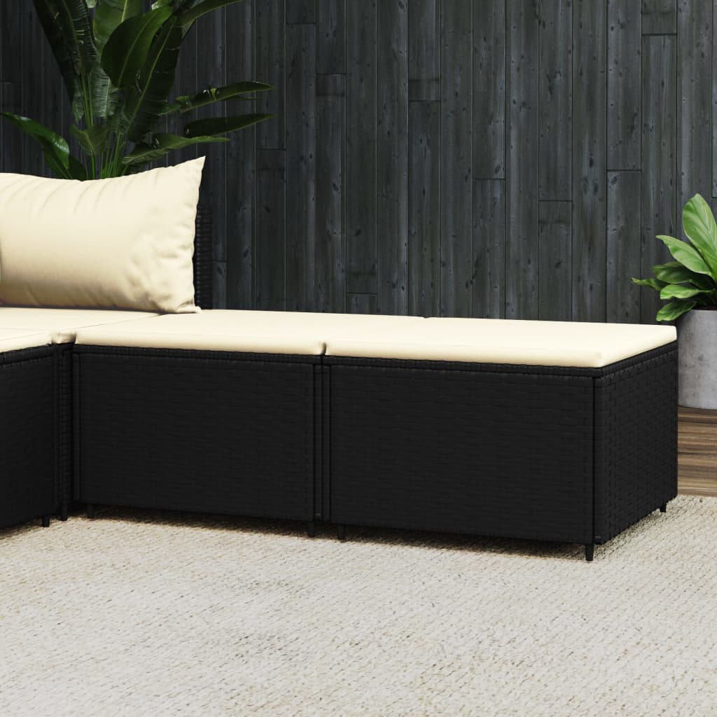 Maison exclusive - reposapiés de jardín con cojines 2 uds ratán sintético negro