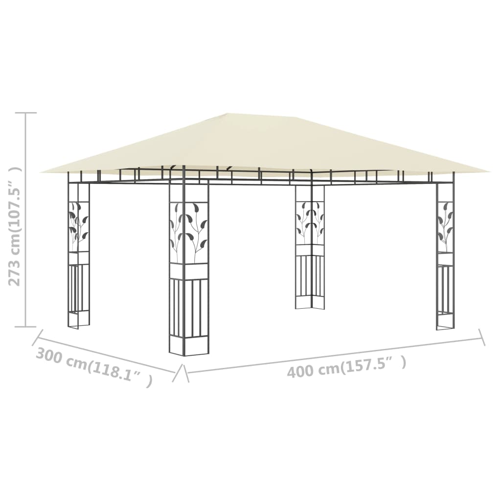 Tonnelle de jardin avec moustiquaire 4x3x2,73 m Crème 180 g/m² CFW522053 - 6