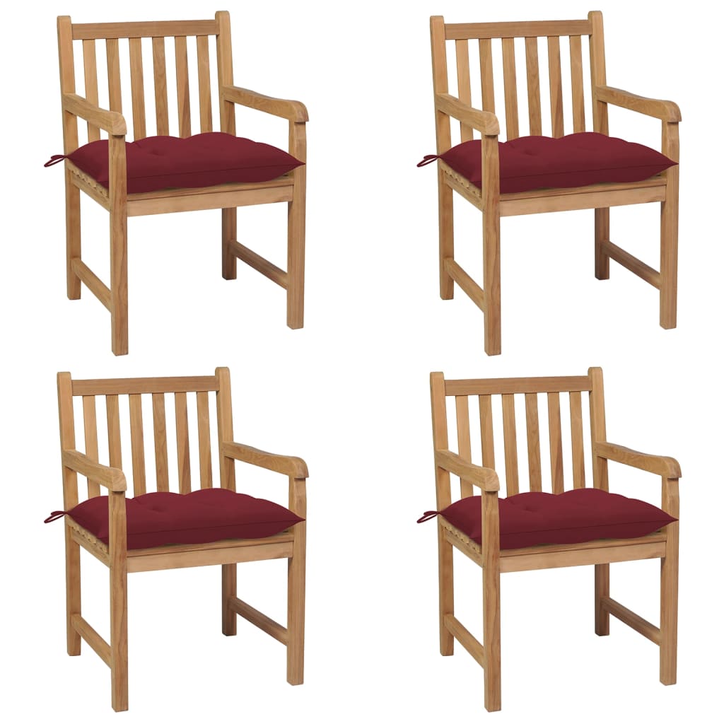 VidaXL 8 Sedie Da Giardino Pieghevoli In Legno Massello Di Teak Con Cuscini Verdi, Set Completo