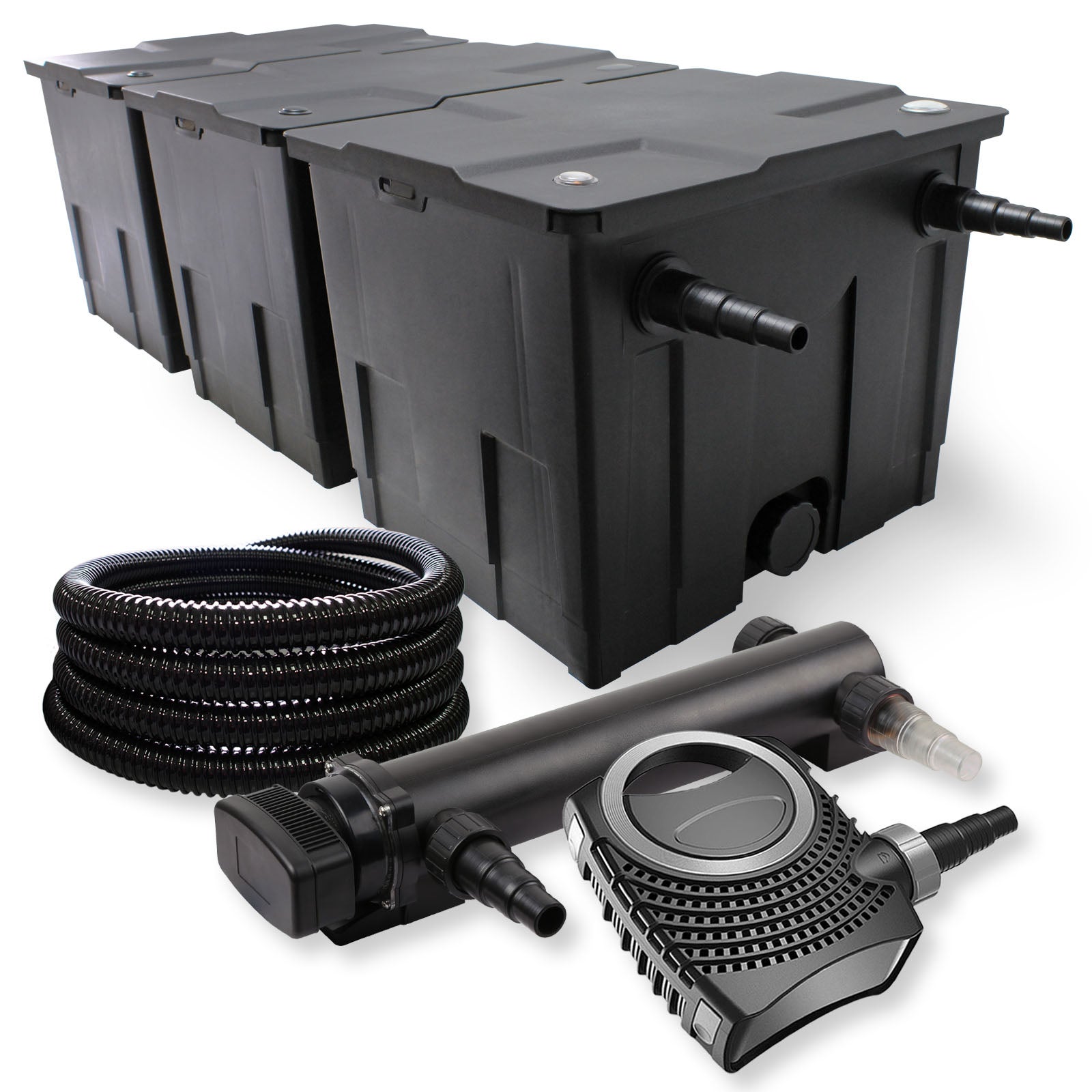 SunSun Set Filtro A 3 Camere Laghetto 90000l Con Chiarificatore Uvc 72w Pompa Neo10000 80w Fontana 91986842