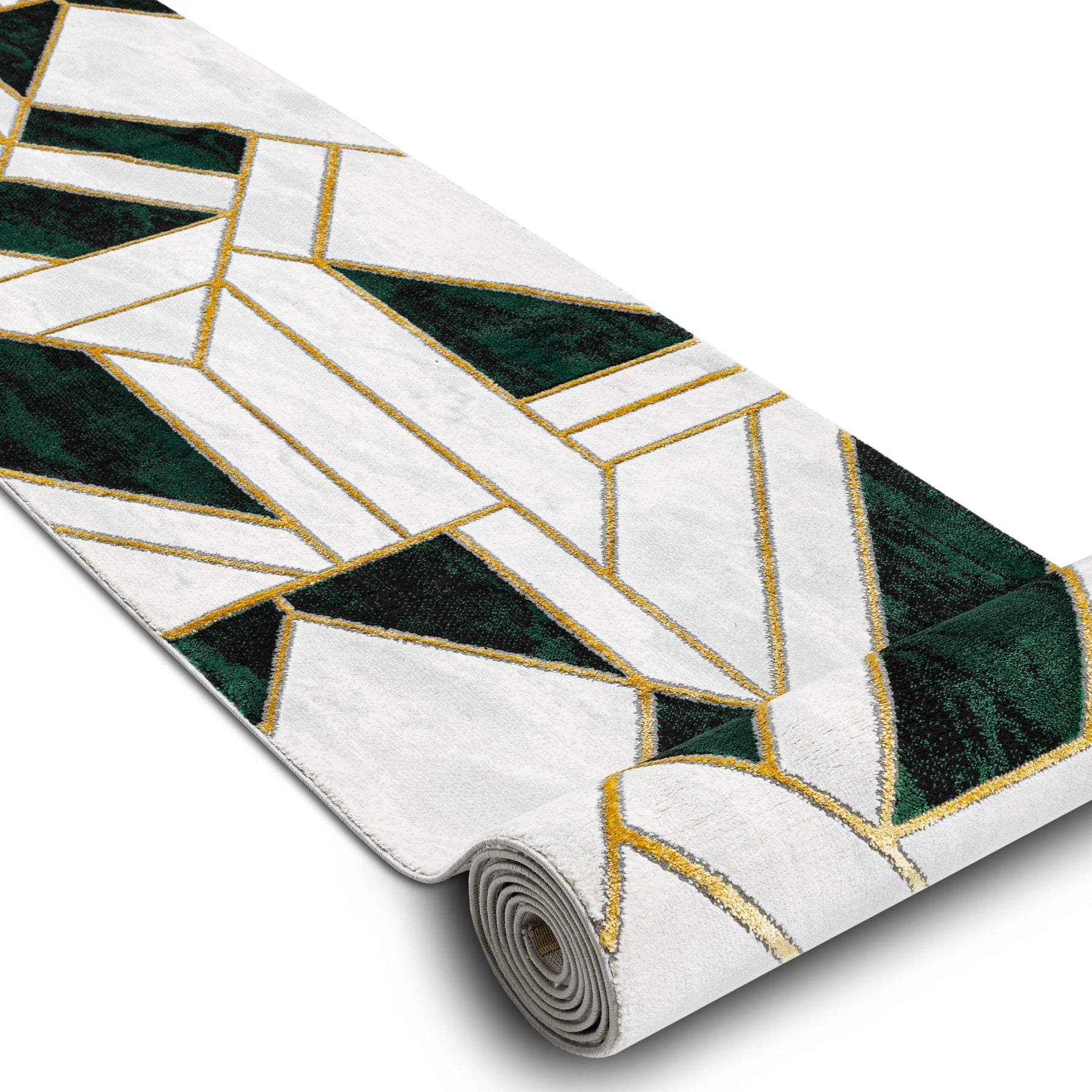 Tapis de couloir EMERALD exclusif 1015 glamour, élégant marbre, géométrique bouteille verte / or 120 cm 120x870 cm - 2