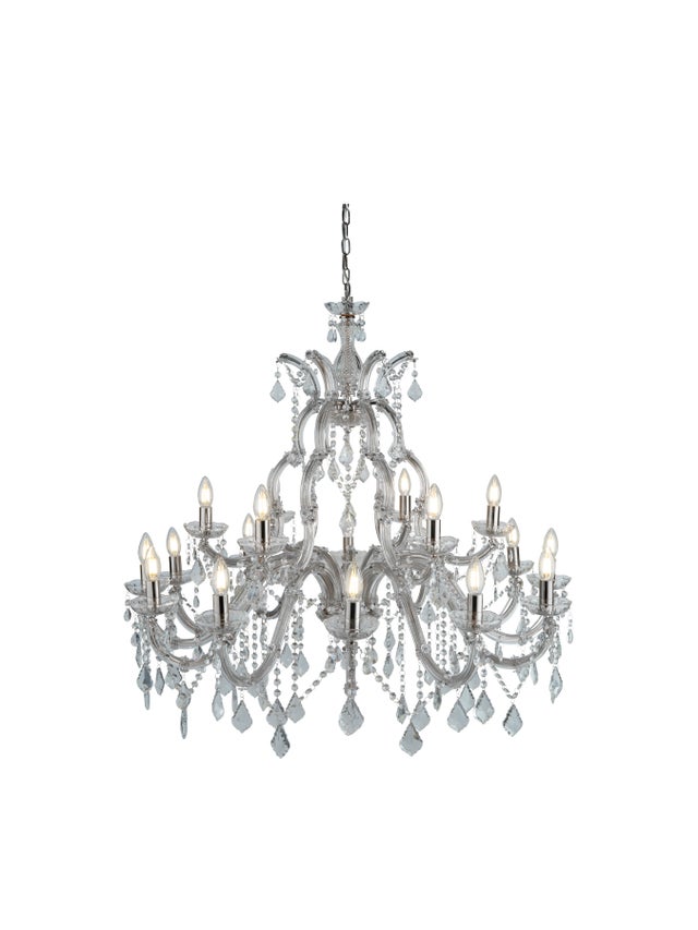 Searchlight Marie Therese - Lampadario in cristallo a 18 luci con finitura cromata, attacco E14