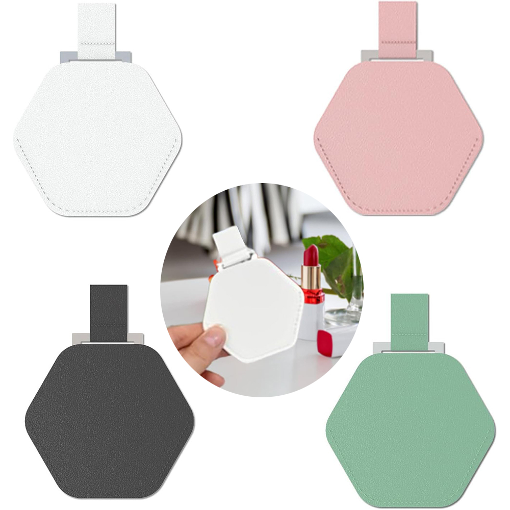 4-częściowe miniaturowe lusterka kieszonkowe, małe lusterko, ze stali nierdzewnej odpornej na stłuczenie, z etui ze skóry PU, łatwe do przenoszenia