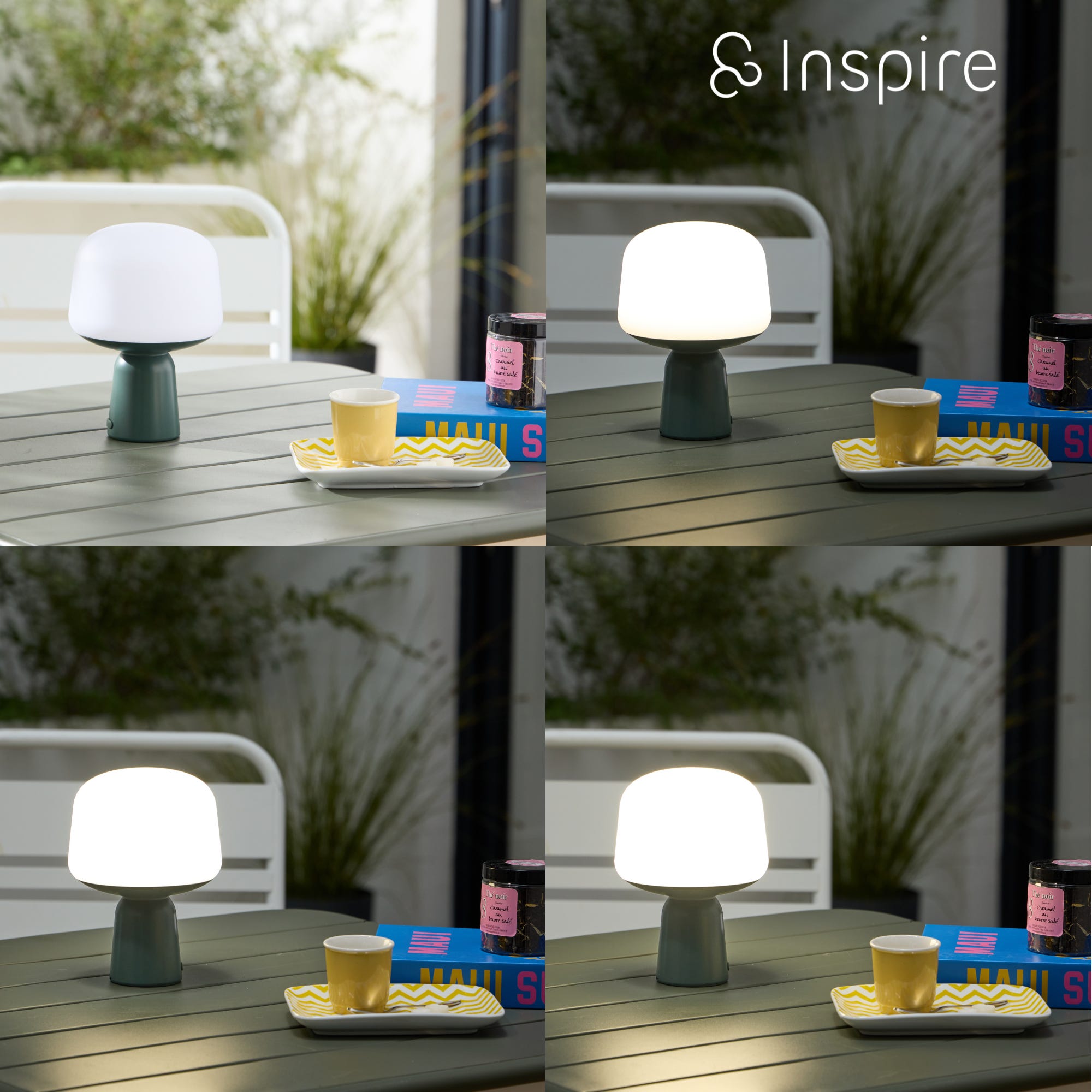 Candeeiro de mesa exterior recarregável USB, 500 lúmenes, verde caqui Luno INSPIRE - 5