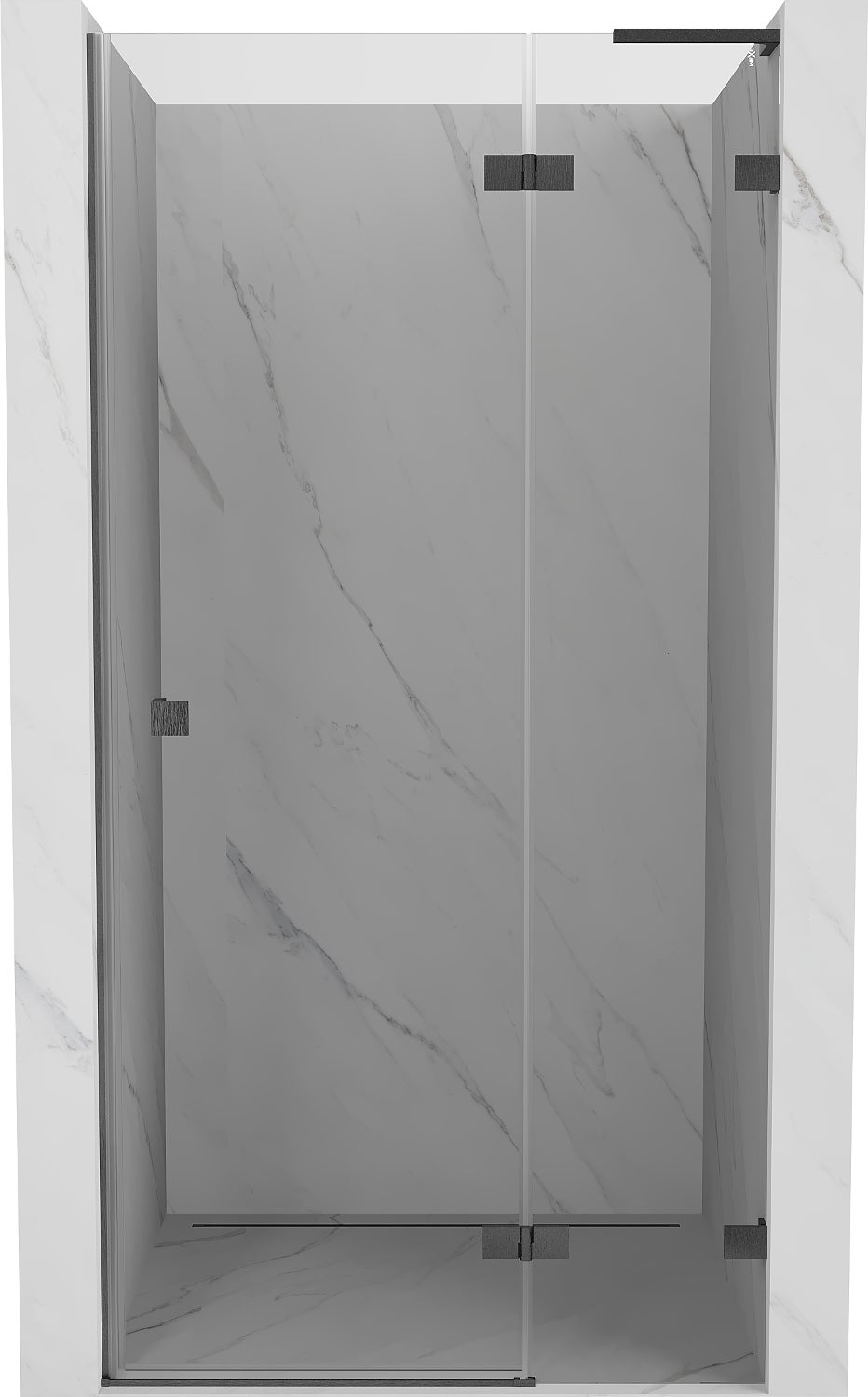 Mexen Lunar L drzwi prysznicowe uchylne prawe 80 cm, transparent, gun gray szczotkowany - 834L-080-000-66-00-P