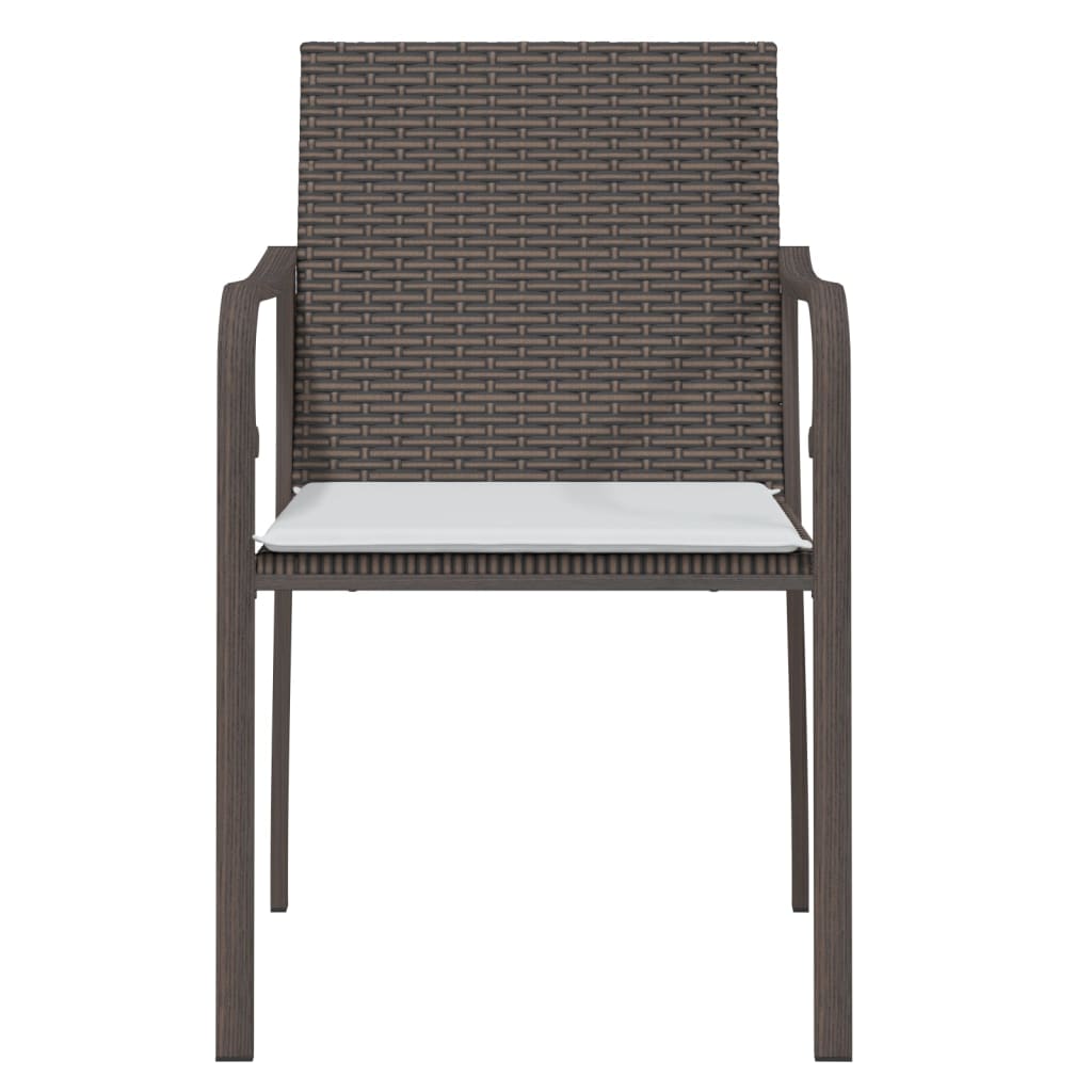The Living Store - Chaises de jardin et coussins lot de 6 marron 56x59x84 cm rotin - 4