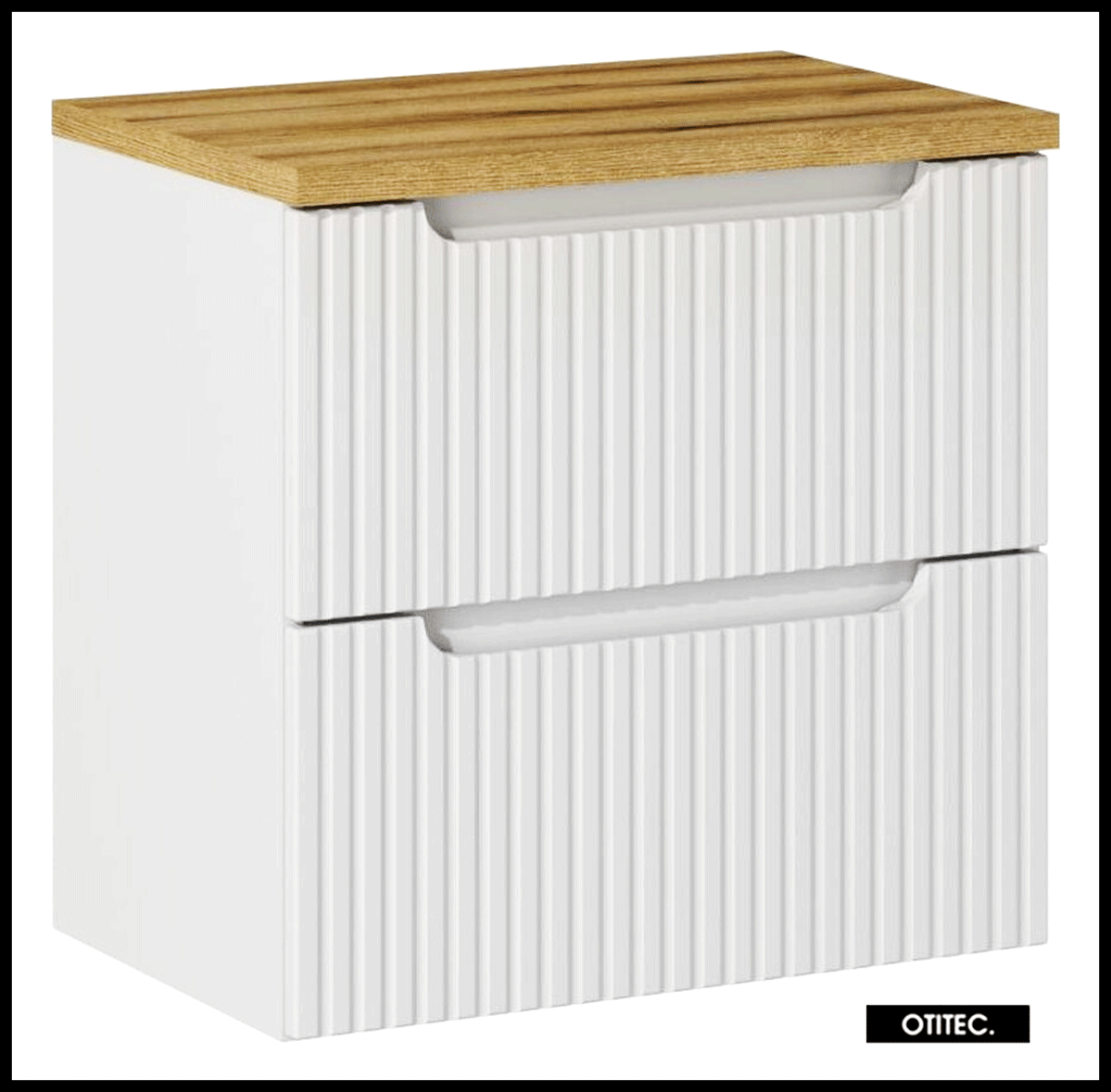 Mueble bajo lavabo de 60 cm - con plan - roble/blanco - 2 cajones - volta white