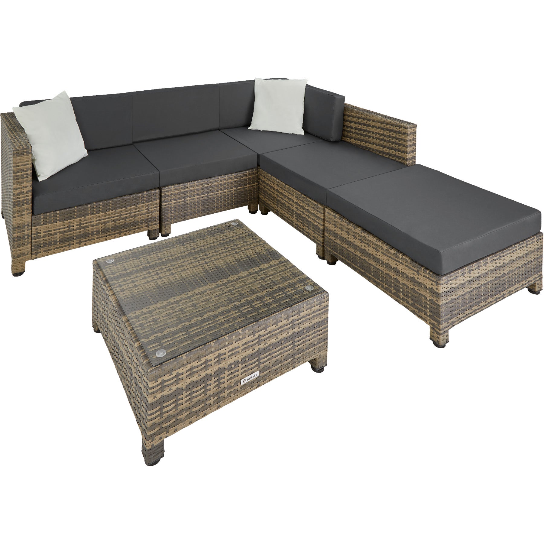 Set da giardino in rattan 4-5 posti con telaio in alluminio e imbottitura di 10 cm TECTAKE - 2